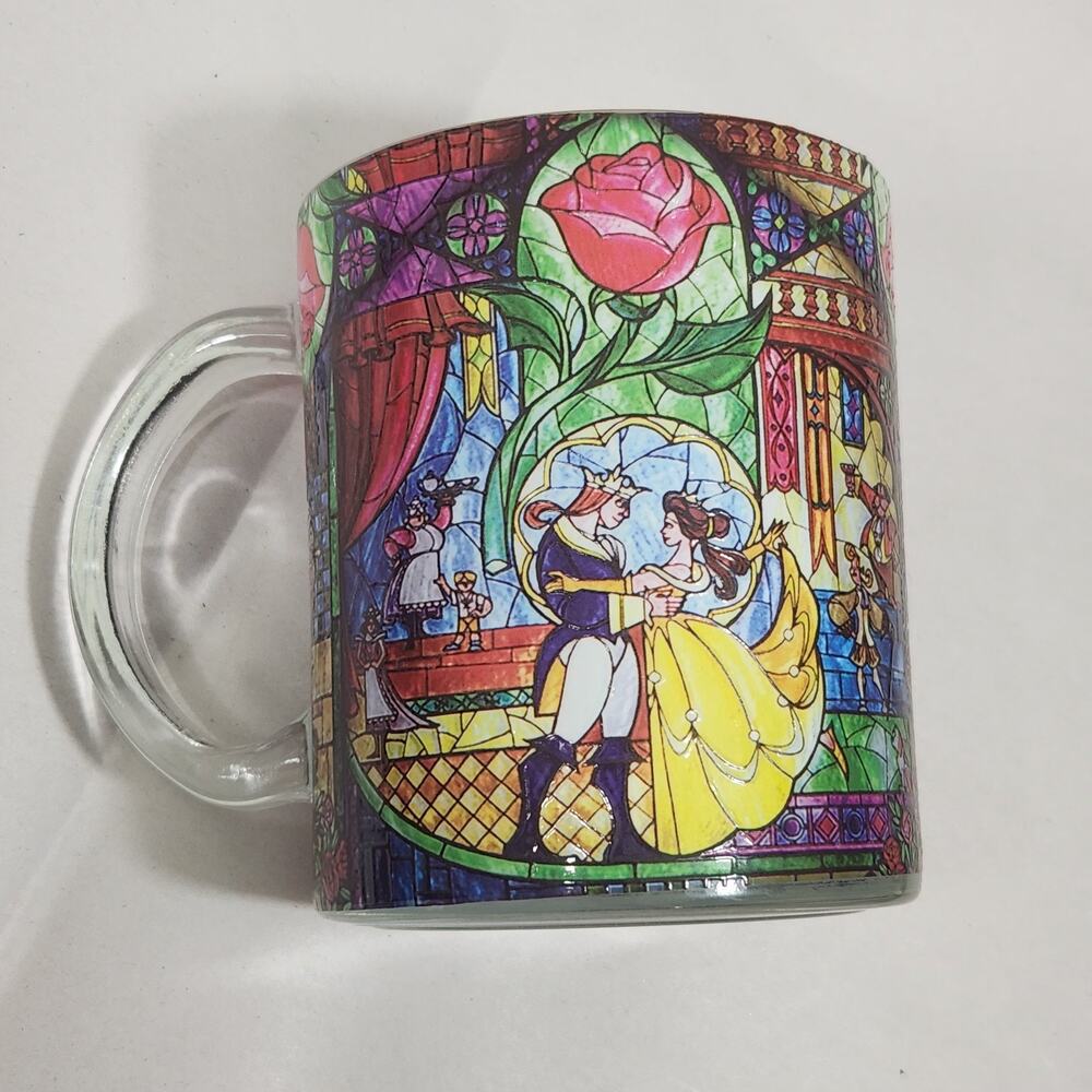 Disney Beauty & The Beast Belle Rose Window 17.5 Oz Stained Glass Coffee Tea Mug - Picture 8 of 8